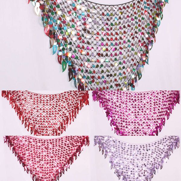 

scarf belly dance indian new style dance hip belt causeway sequin triangle scarf waist chain, Silver