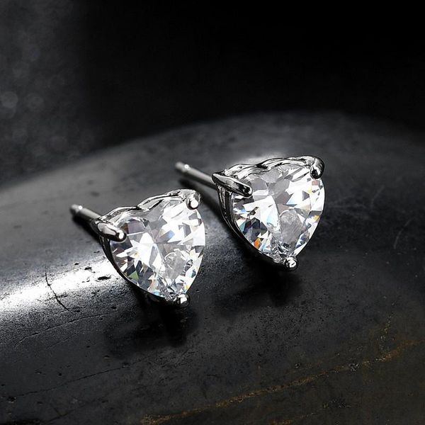 

earrings jewelry women accessories cubic zircon heart shaped stud, Golden;silver