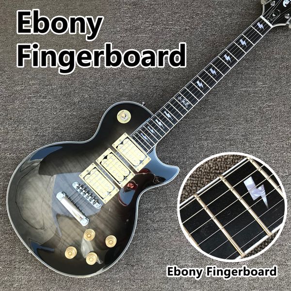Электрическая гитара, Ebony Gameboard, 3 пикапы, прозрачный черный пламя клена верхняя электрогитара