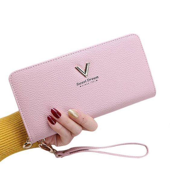 

wallets women's wallet female long clutch bag 2021 zipper multi-function section large-capacity phone, Red;black