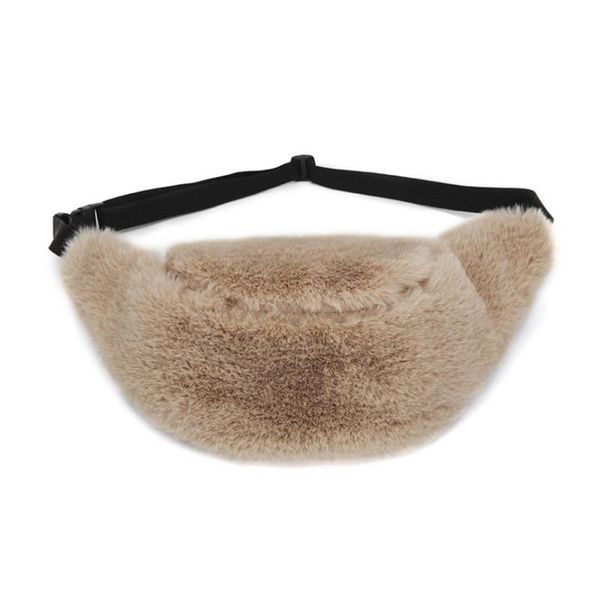 

women plush waist bag fashion faux fur chest belt big capacity fanny pack female travel bum bags casual clutch