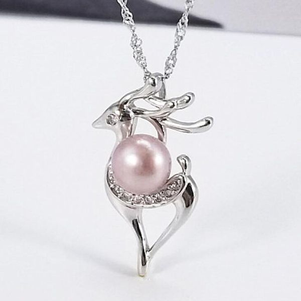 

jewerly s925 sterling silver necklace elk pearl pendant necklace for women simple lovely fashion