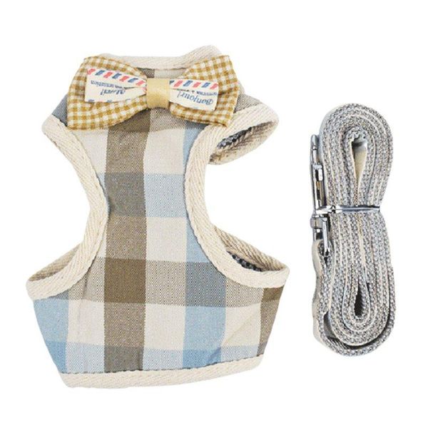 

soft pet dog harness vest with leash adjustable bow puppy cat set for chihuahua small medium dogs traction rope # collars & leashes