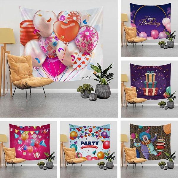 

tapestries ffo happy brithday ballon aesthetic tapestry wall hanging party theme blankets home bedroom decor anniversary wedding supplies