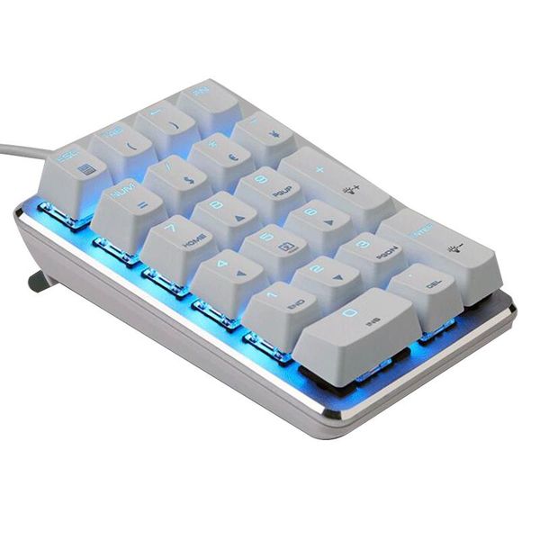 

white wired smart 21-key mechanical numeric keypad cherry switches ( backlight)/gateron switch(ice blue light) keyboards