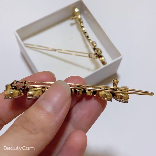

new items classic fashion metal letter d symbol hair clip leaf frog clip for ladies collect luxury items hair ornaments for vip gift, Golden;silver