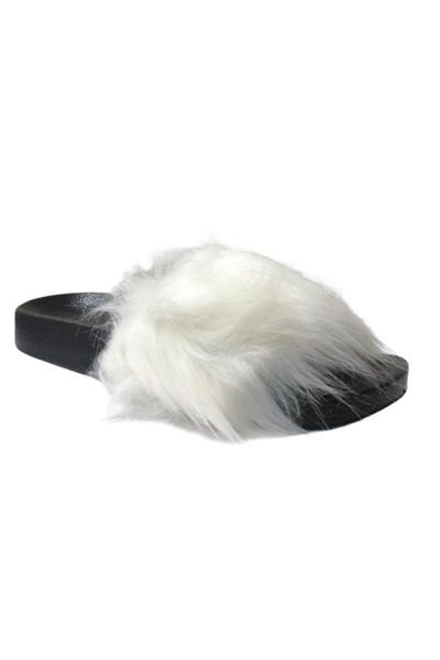 

slippers women's white casual furry, Black