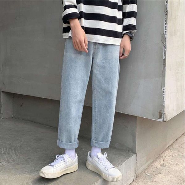 

wijde men pipe fashion jeans brand right buis losse casual broek 's clothing, Blue