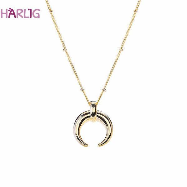 

pendant necklaces harlig sterling silver 925 moon shape necklace for women allergy fashion jewelry trendy style