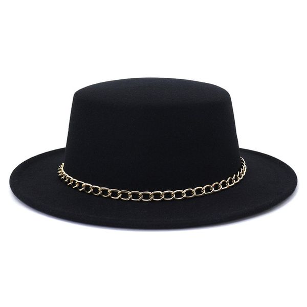 

solid color winter autumn women men felt fedoras hat wide brim jazz hat simple church flat round caps, Blue;gray
