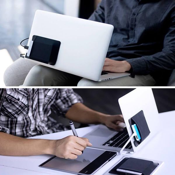 

adhesive lapback storage bag multi-pocket tablet holder computer organizer bags