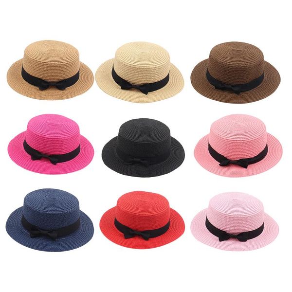 

fashion bow fedora hat breathable wide brim sun summer beach hats, Blue;gray