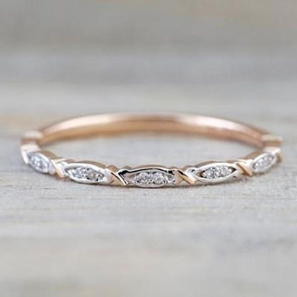 

fashion simple crystal rose gold ring for women jewelry promise date gift engagement wedding rings, Slivery;golden