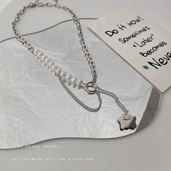 

chains necklace women ghost necklaces woman slime jewelry ladies design pendant silver color trendy titanium steel naszyjnik