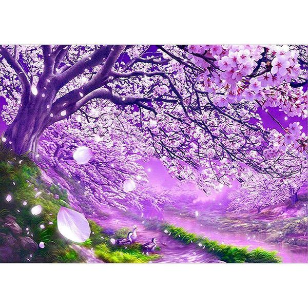

paintings gatyztory purple peach blossom diy painting by numbers canvas colouring landscape wall decor handpainted
