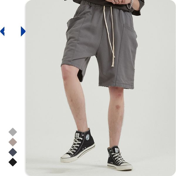 

men cotton shorts with big pocket male casual relaxed street hip hop short pants, White;black