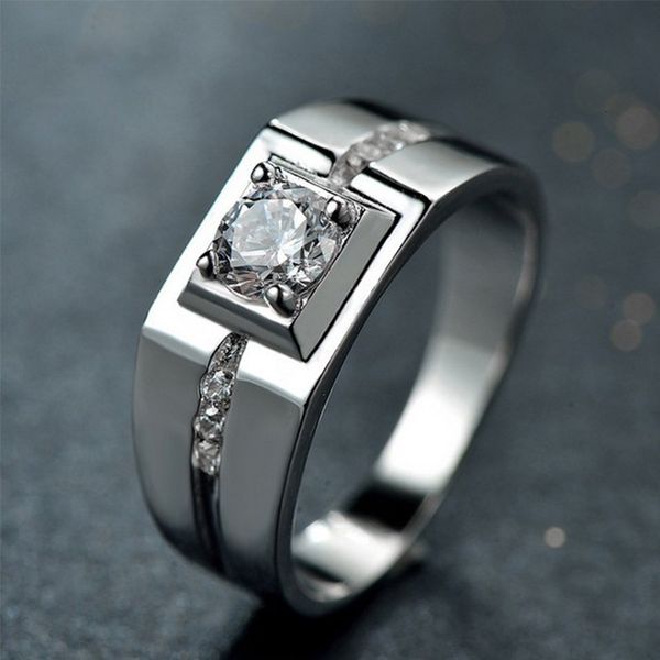 

hand decoration s925 men's simulation diamond gift opening ring jewelry, Silver