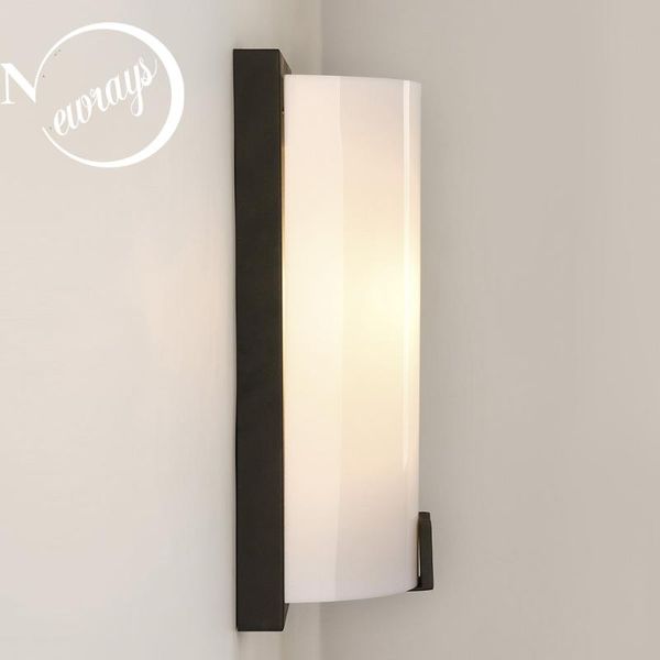 

wall lamp modern intrustrial black metal & white lampshade e27 led 220v 110v living room bedroom study aisle acrylic lights