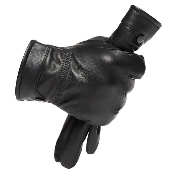 

gloves leather men' sheepskin thickened cashmere winter warm casual leather 204, Blue;gray