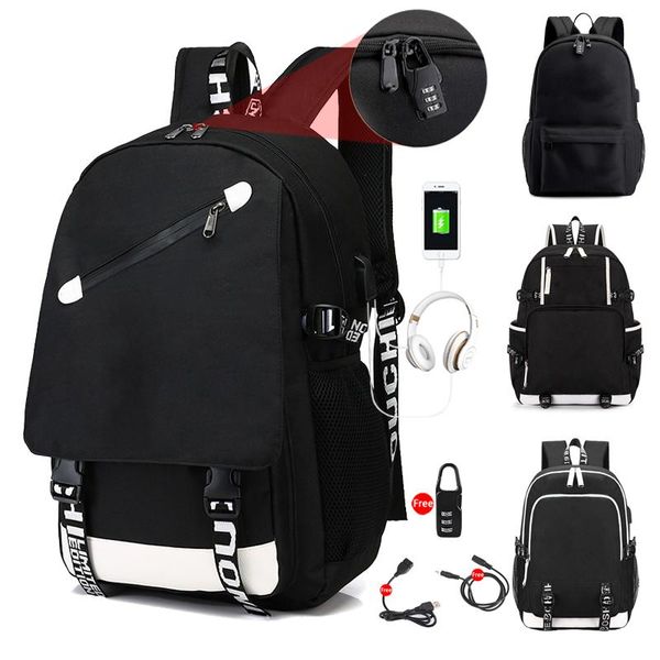 

backpack canvas usb charger student