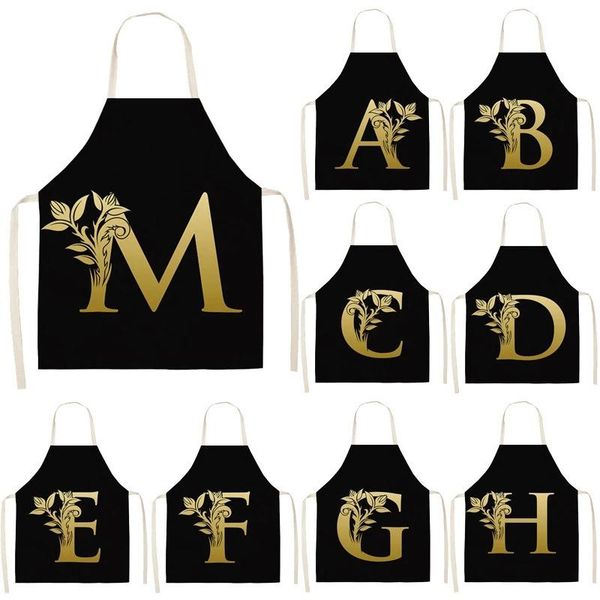 

aprons 1 pcs linen alphabet apron children's cleaning household kitchen home decoration