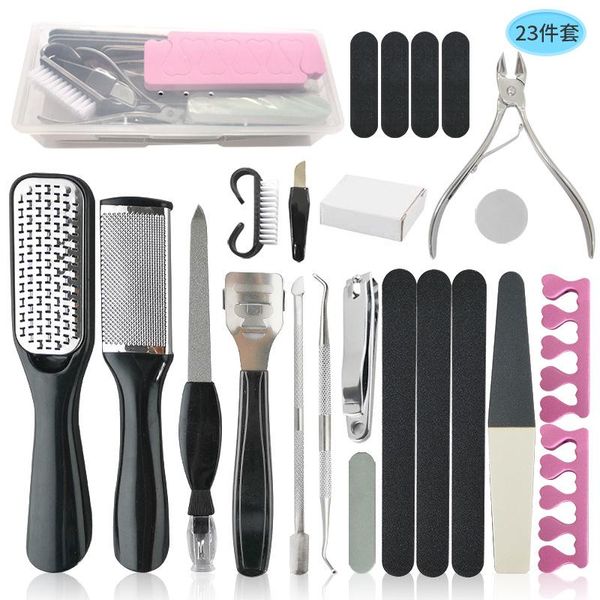 

nail art kits pedicure tools 23-piece set exfoliating foot file clippers supplies kit