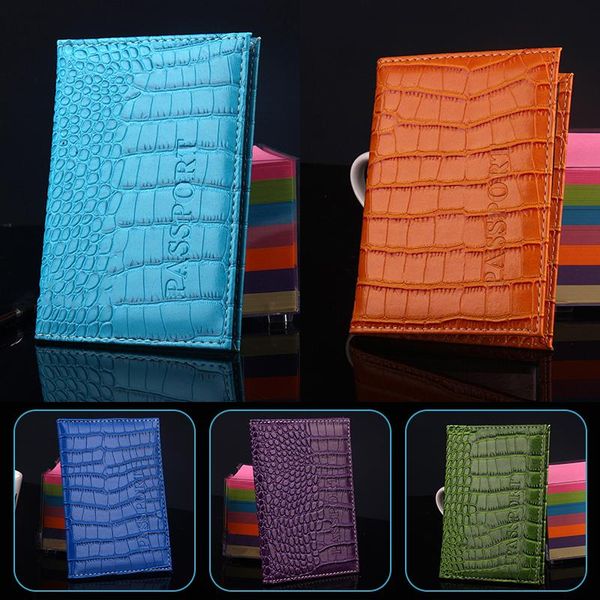

storage bags travel accessories crocodile grain pu leather passport holder id cover portable bank card business wallet case