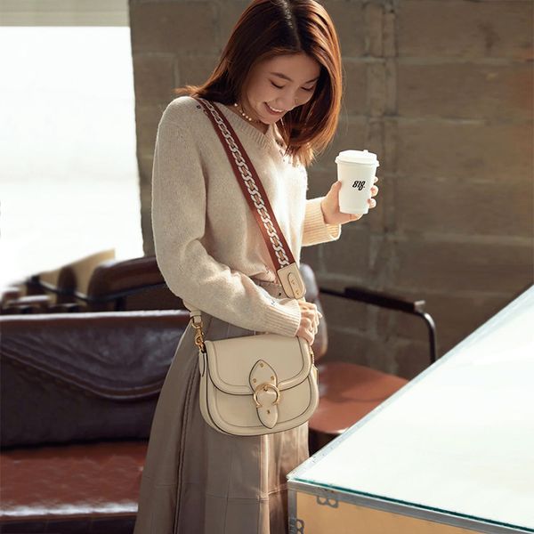 

70% off design handbag women's 2021 new saddle bag 14ue, Red;black