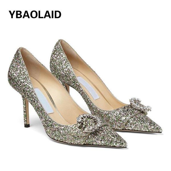 

dress shoes shiny blingbling crystal pointed toe stiletto high-heeled 2021 high-end customized wedding bride pumps, Black