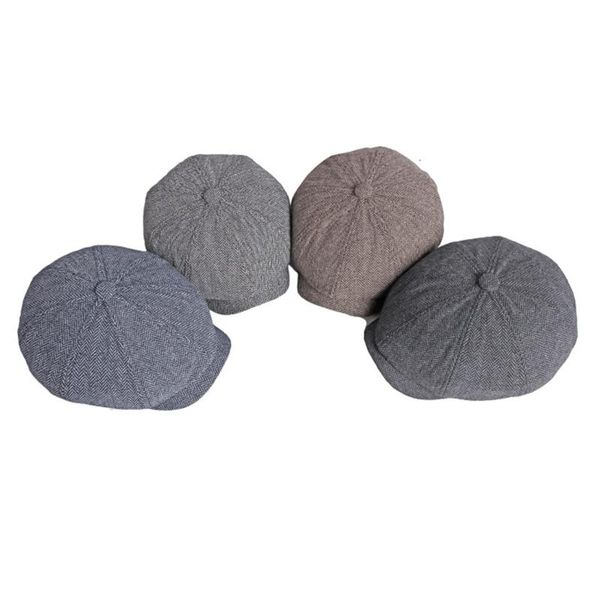 

berets 2021 autumn winter british retro mens beret spring classic cap male octagonal men hat sboy hats, Blue;gray