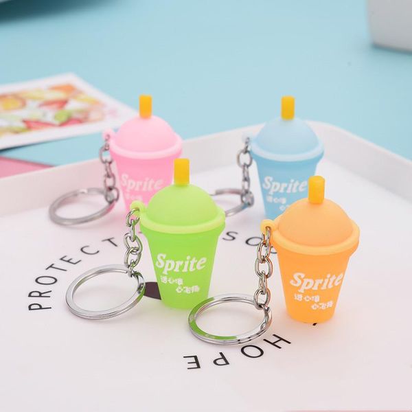

keychains creative personality simulation milk tea cup keychain couple key chain bag pendant wholesale, Silver