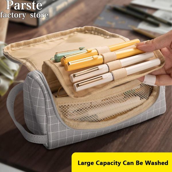 

pencil bags embroidery large capacity bag pen case for girls student candy color rulers pouch organizer stationery school supplies