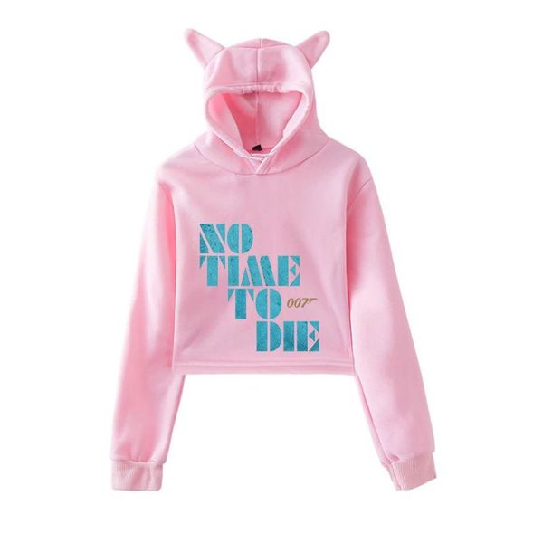 

women's hoodies & sweatshirts no time to die kawaii cat ear cotton hoodie casual all-match pullover loose hoody comfortable short, Black