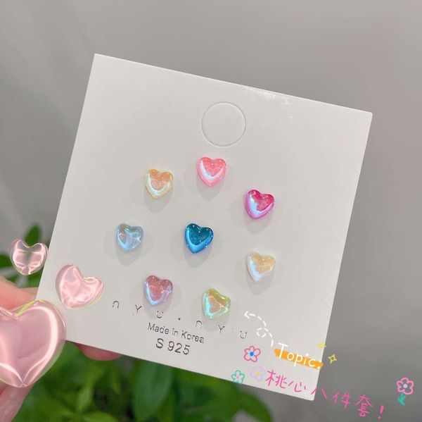

laser immortal color love earrings set combination female girl