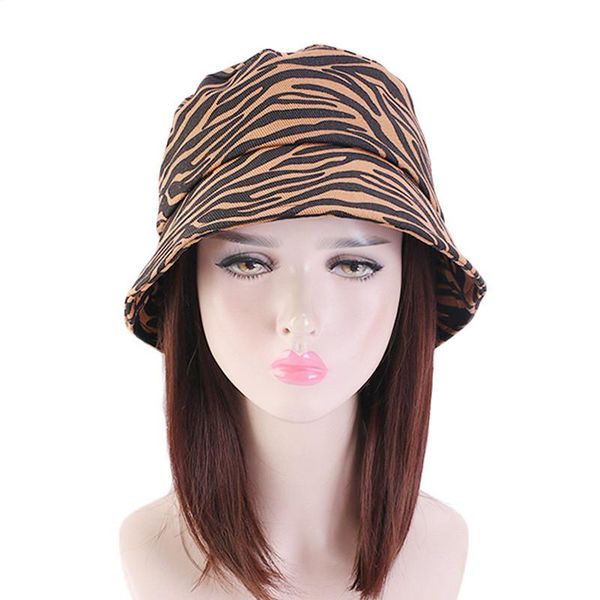 

wide brim hats women cotton zebra striped buchet cap female casual sunscreen simple fisherman hat flodable sun caps gorras, Blue;gray