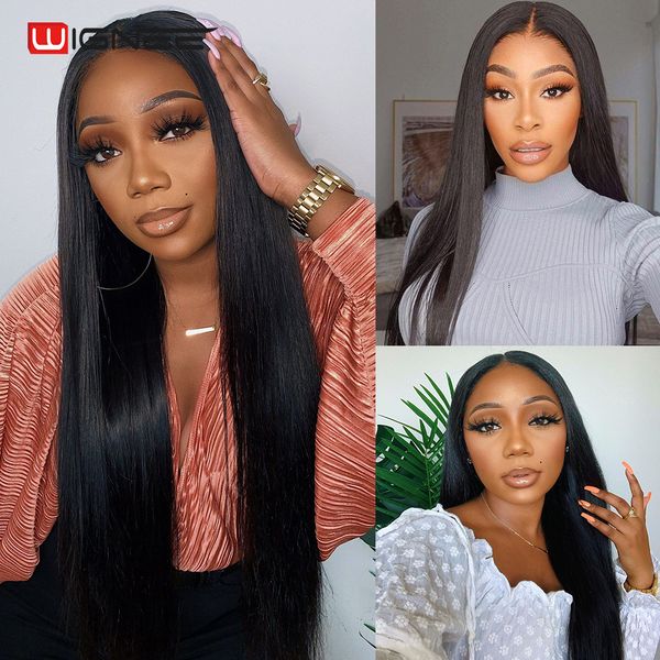

26inch 150% density brazilian straight in hairheat-resistant real swiss transparent lace front wigs human hair wigs baby hair for black wome