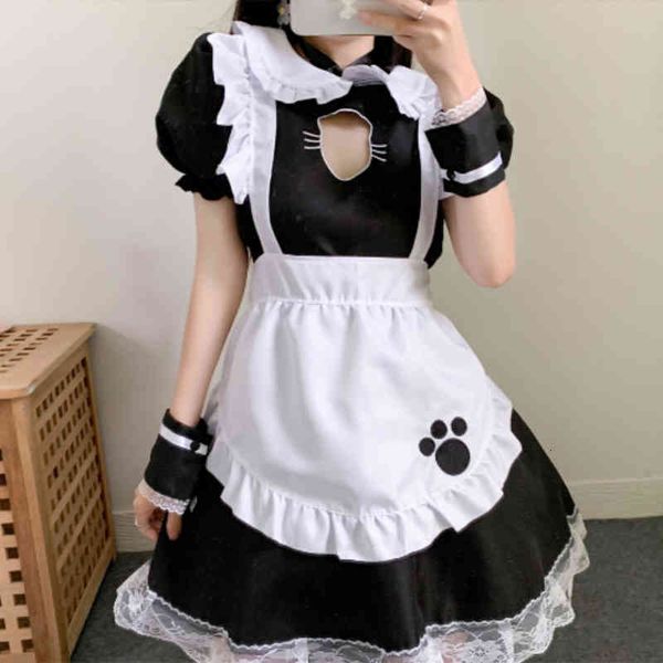 

casual dresses black cat girl women fantasy french maid outfit men gothic sweet lolita dress anime cosplay costume appealing set s-5xl 82hz, Black;gray