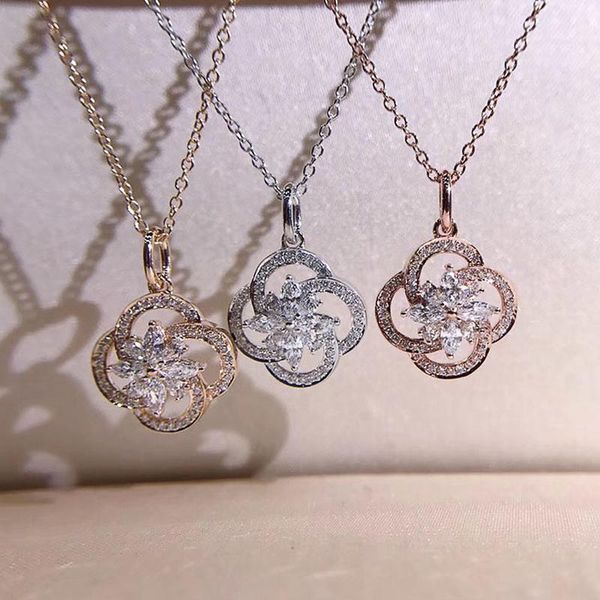 

pendant necklaces huitan bling crystal cz lady's necklace for party novel design fashion women accessories anniversary gifts jewelry, Silver