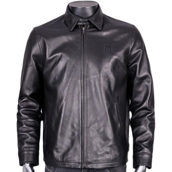 

men's leather & faux 2021 black genuine jacket men smart casual style plus size 4xl real natural sheepskin spring young male coat