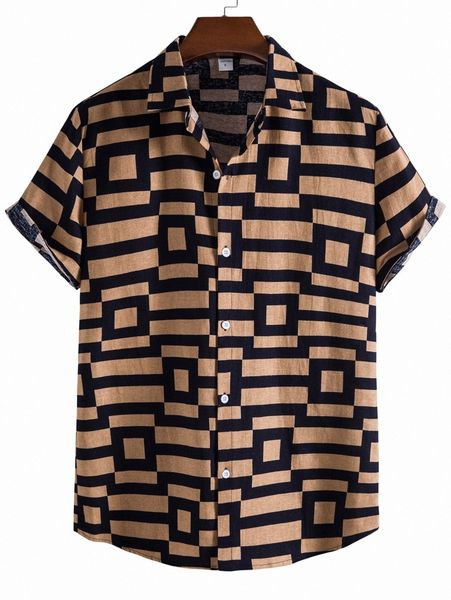 

men geo print button up shirt j1jk#, White;black