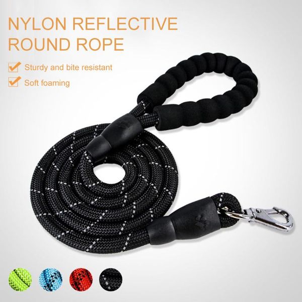 

dog collars & leashes pet lead leash for dogs cats nylon walk chain size 1.45m outdoor reflective security training large harness