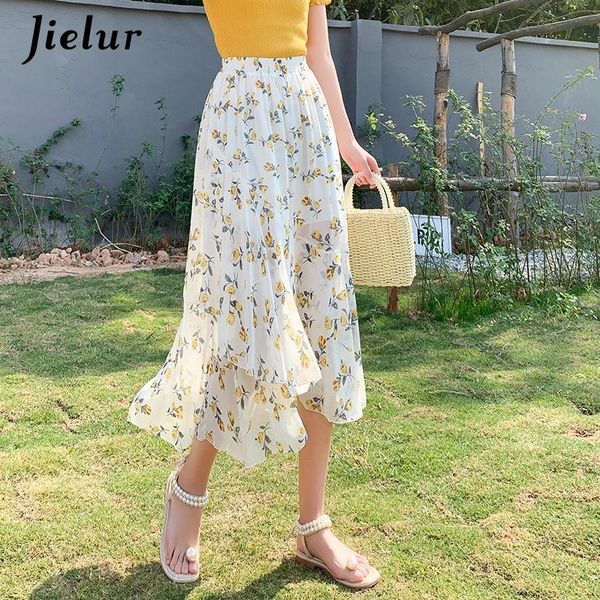 

skirts flower-shaped summer mid-length chiffon women's thin pleated skirt elastic waist black pink for women 2021