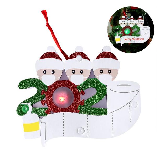 

party masks christmas tree name ornament with flashing light 2021 personalized family members decorations