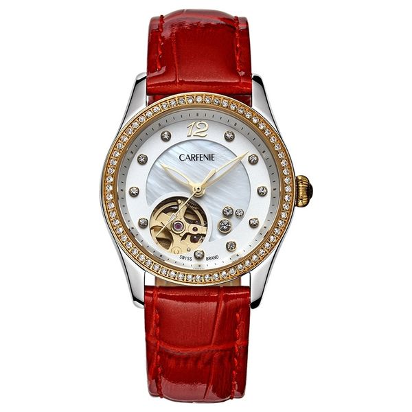 

carfenie / kafeni swiss high end watch 2021 selling fashion mechanical women's watch, Slivery;brown