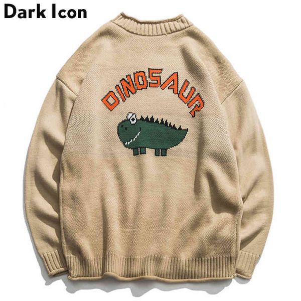 

dinosaur lovely men 2018 winter pullover men's s oversized boy student sweater black khaki, White;black
