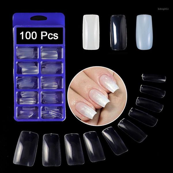 

100pcs/box long square false nails tips full cover fake acrylic art salon press on fingernail designs1, Red;gold