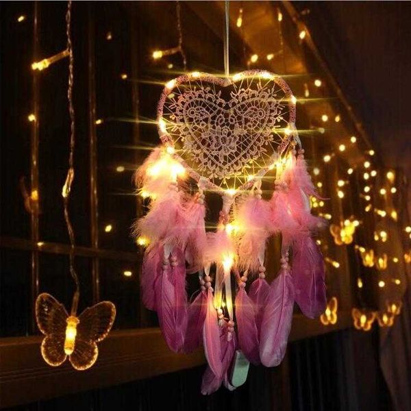 

dream catchers wind chimes led flashing rings dream catcher wind-bell lantern ornaments nordic wedding christmas novelty
