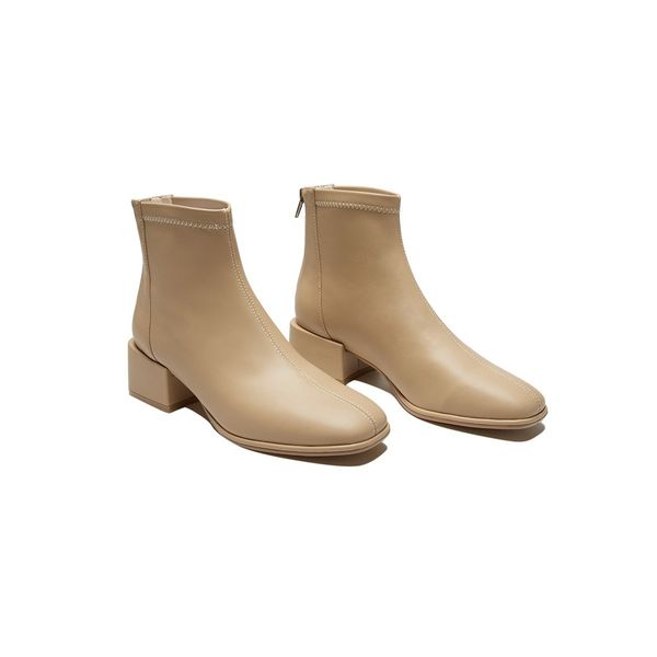 

[wang era short female new versatile square head thick heel elastic socks thin boots children, Black