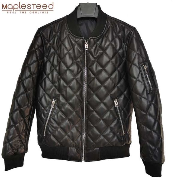

early winter deep autumn warm genuine leather jacket men quilted plaid soft sheepskin coat man leather coat asian size 4xl m264 211222, Black