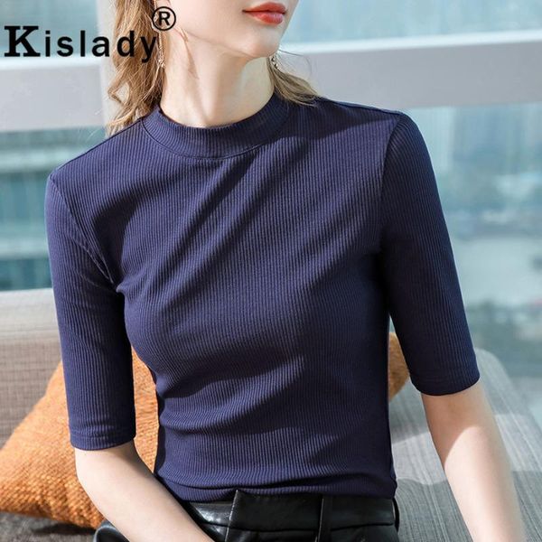 

kislady spring stand half sleeve women shirt harajuku solid twill patchwork gothic fashion slim clothes women's t-shirt, White